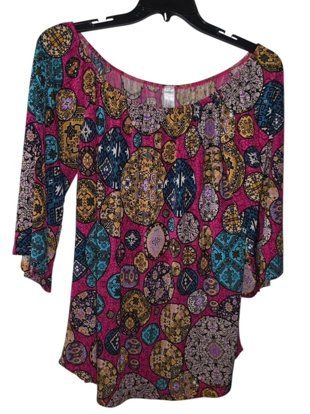 Tee for the Soul Off Shoulder Blouse Large Multicolored